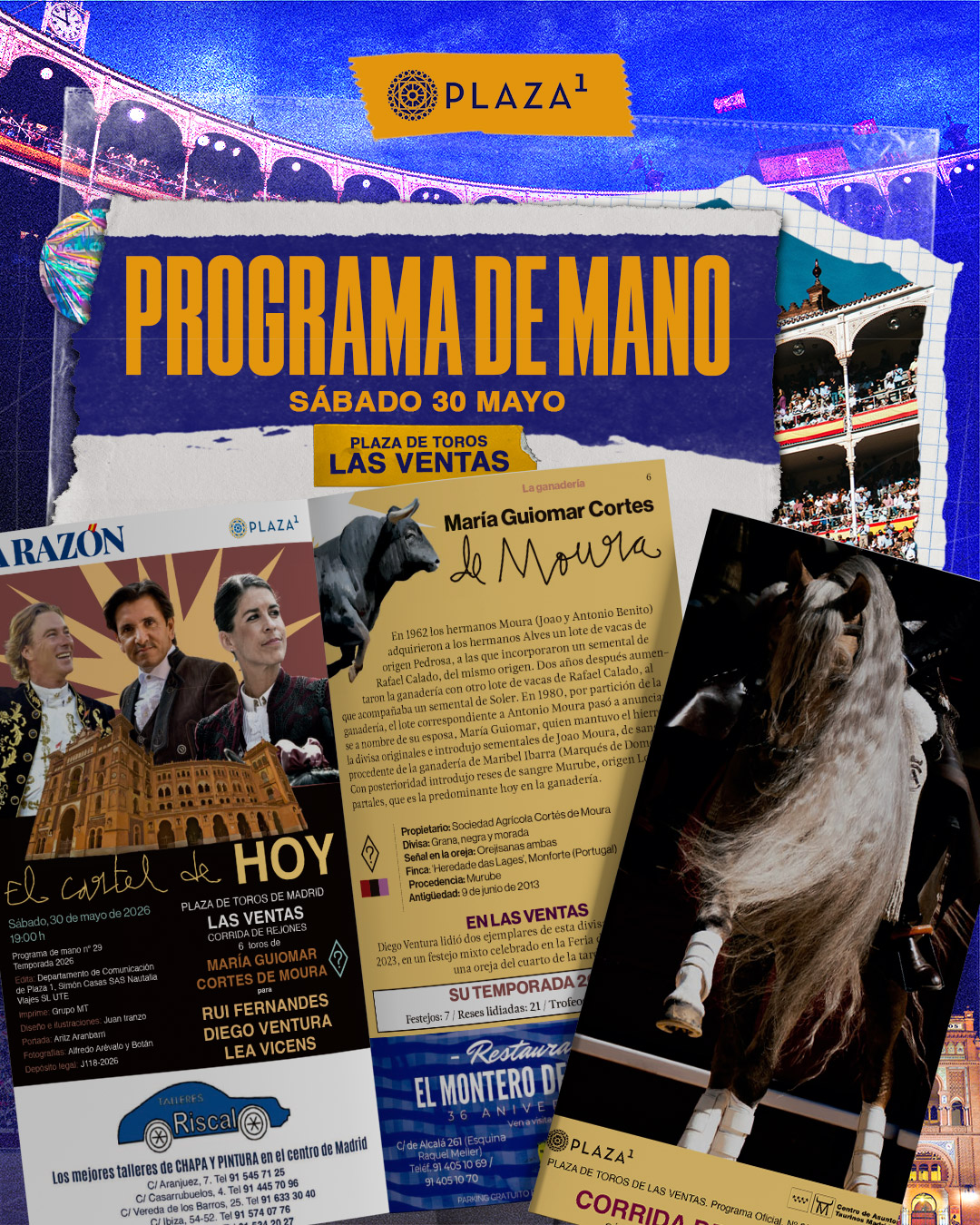 Programa de mano corrida rejones 30 mayo