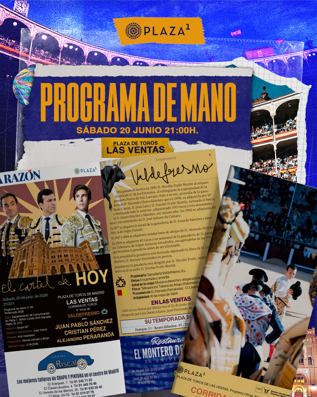 Programa de mano corrida de toros 20 junio