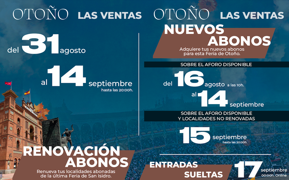 Desde este domingo disponibles los nuevos abonos de la Feria de Otoño